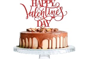 WRACKKIAR Happy Valentine's Day Cake Topper-Valentine's Day Party Decorations-Wedding Anniversary Party Decorations (Red)