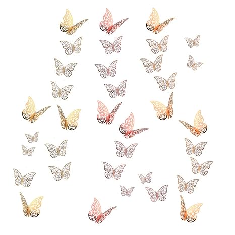 3d Butterfly Wall Sticker Wall Decal Hollow Out Flying Decor Shiny Diy Wall Art For Room