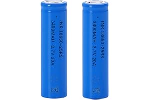 AFSONGOO 2 Pack 3.7 Volt 18650 Rechargeable Battery 3400mAh 18650 Flat Top Battery 18650 Li-ion Battery for Flashlight, Headlamp