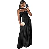 Pleated Bridesmaid Dresses with Scarf Strapless Formal Evening Gown Cocktail Dresses for Wedding Guest Long