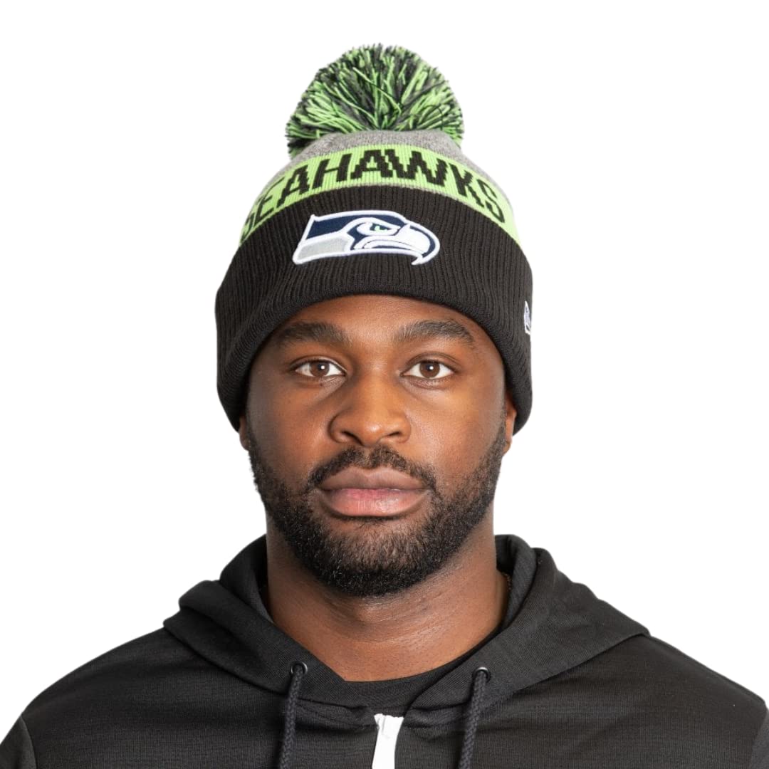New Era NFL Seattle Seahawks Colour Stripe Beanie Sport Knit Black