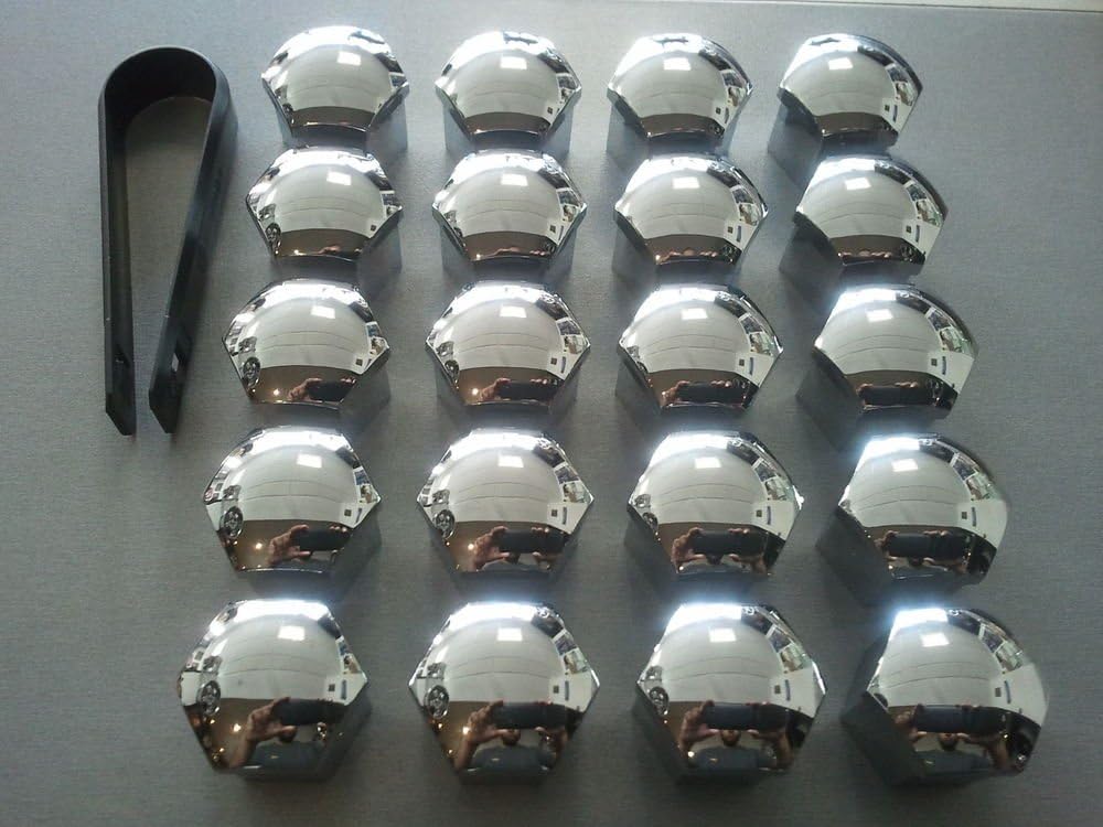 Set of 20 19mm Chrome Bolt Head Hexagonal Nut Covers Caps Protectors for Car Wheels