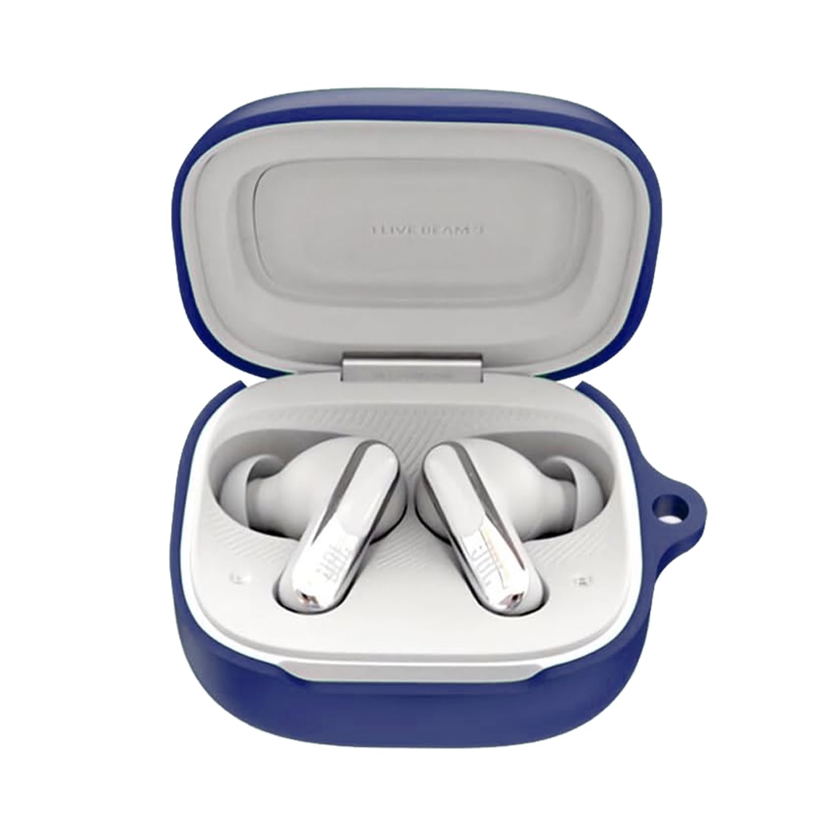 Case for JBL Live Beam 3 with Carabiner,Anti-Scratch Premium Soft Silicone Full Protective Case,Shockproof Ultra Slim Headphone Protective Case for JBL Live Beam 3,Blue