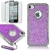 Pandamimi Deluxe Pink Chrome Bling Crystal Rhinestone Hard Case Skin Cover for Apple iPhone 4 4S 4G With 2 Pcs Screen Protector and Pink Stylus