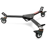 PROAIM Lineo Heavy-Duty Tripod Floor Dolly with PU Wheels, 500kg/1100lb | Aluminum 3-leg design for twin-spiked tripods; 100mm wheels with individual locks; ships fully assembled and folds for travel