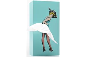 PLAYABLE ART Flying Skirt® Tissue Box (The Original Skirt Tissue Holder) - Resin Embossed Pop Art Print, Metal Weighted Base, Made in Korea - Designed by Spextrum (Mint)