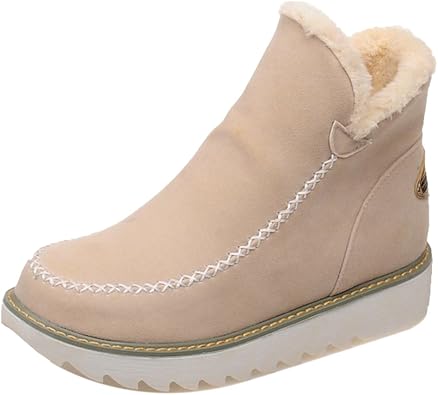 Amazon Com Kemekiss Women Winter Boots Pull On Warm Lined Ankle Bootie