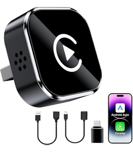 TIMEKNOW 2 En 1 Adaptateur CarPlay Sans Fil Mini Adaptateur Sans Fil Automatique, Adaptateur Sans Fil Carplay WiFi Type-c/USB 5Ghz Plug & Play