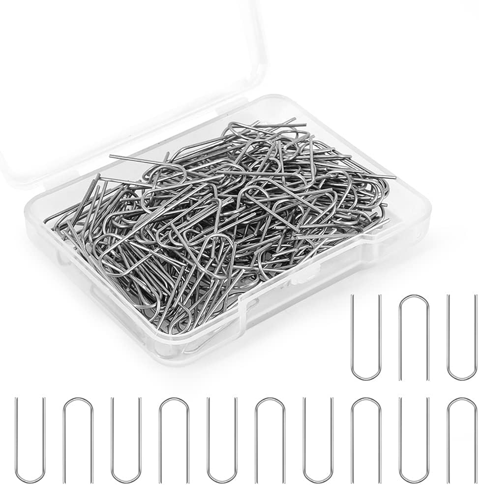 YoyoMeta 200 Pieces High Temperature Nichrome Wire Rings, U Hooks for Hobbyists DIY Pendant, Mini U Hanger Hooks with Plastic Storage Box for DIY Pendant Ceramic Ornaments Fusing in Glass