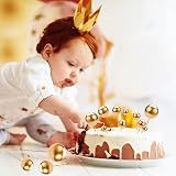 Lanjue 40 Pcs Gold Ball Cake Toppers Foam Mini Balloons DIY Cupcake Decor Party view 5