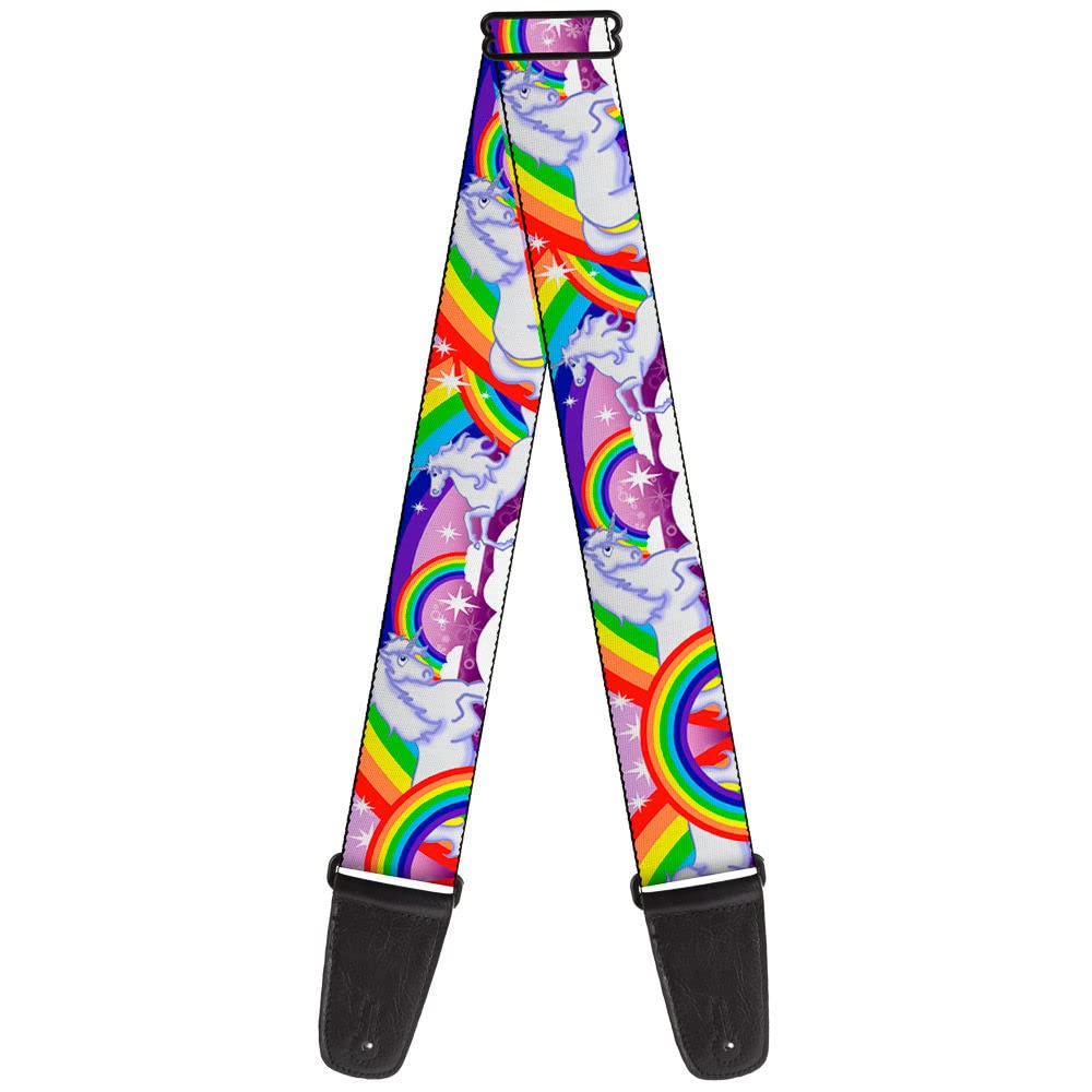 Buckle-Down GS-W32115 Guitar Strap Unicorns In Rainbows Sparkles Purple, 2" Wide - 29-54" Length