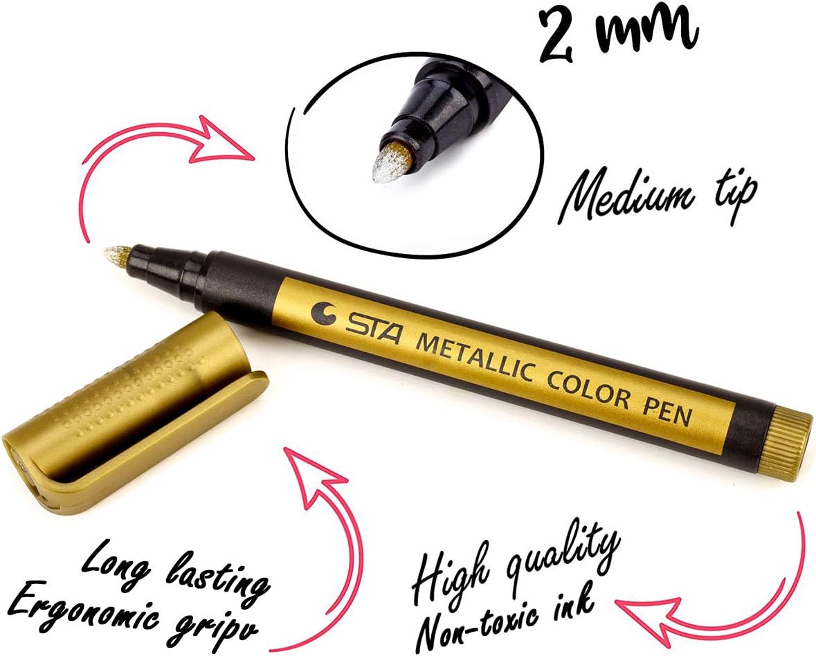 MISULOVE Metallic Marker Pens, Set of 10 Colors Paint Markers for Black Paper, Rock Painting, Scrapbooking Crafts, Card Making, Ceramics, DIY Photo Album, Ceramic, Glass and More(Medium tip): Home & Kitchen