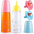 JOYIN Doll Magic Bottle Set, 2 Disappearing Magic Milk & Juice Bottles with Caps and 2 Toy Pacifiers Baby Doll Accessories Feeding Set Stuff for Girls Christmas Birthday Gift