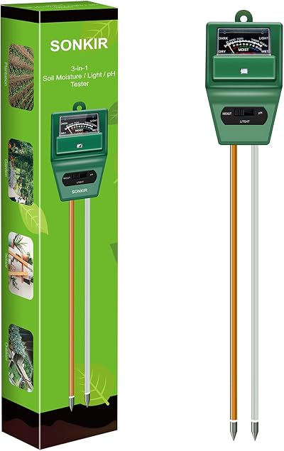 Sonkir MS02 3-in-1 Soil Moisture Light pH Tester Green Gardening Tool Kit