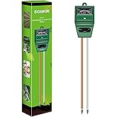 Sonkir Soil pH Meter, MS02 3-in-1 Soil Moisture/Light/pH Tester Gardening Tool Kits for Plant Care, Great for Garden, Lawn, F