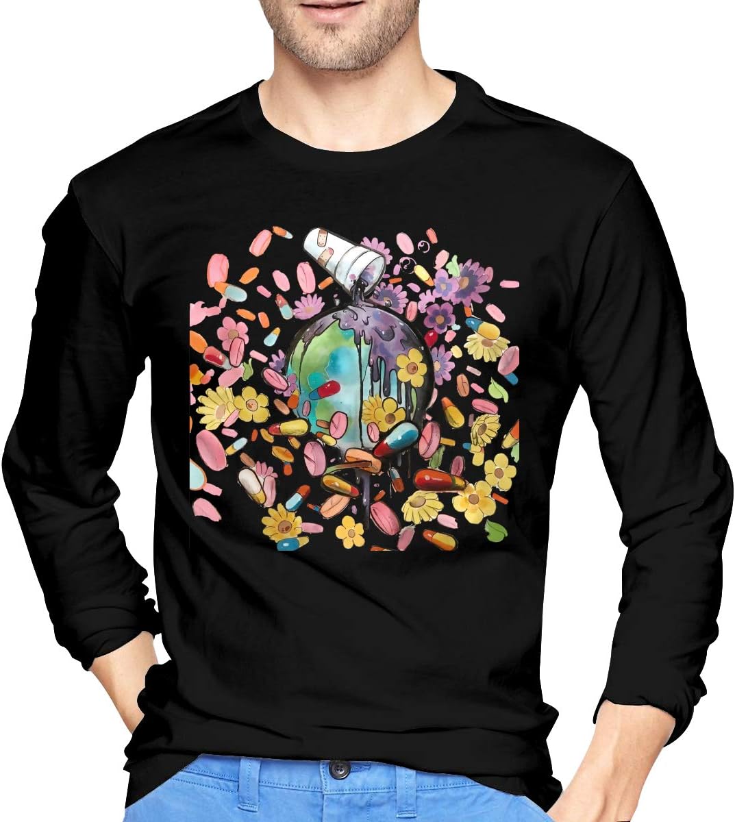 DaniBrant Juice WRLD Future Alive Man's Cotton Long Sleeve T-Shirts Black Sports Black