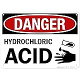Danger Hydrochloric Acid With Symbol Sign, 10x14