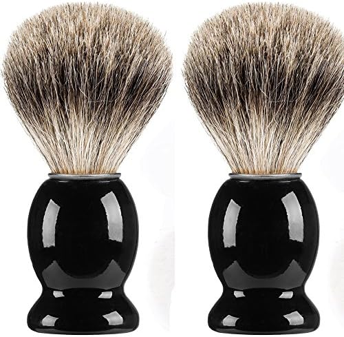 San Tokra 100% Pure Badger Bristle Shaving Brush with Black Handle for Men , 2 of Pack