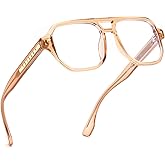 FEISEDY Aviator Blue Light Glasses for Men Women, Retro 70s Style Design TR90 Anti Glare Digital Eyestrain & Daily Wear B0284