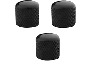 Guyker 3Pcs Guitar Control Knobs with 6mm (0.24") Dia. Shaft Pots with Adjust Wrench - Copper Dome Tuning Potentiometer Knob with Hole Replacement for Electric Guitar or Precision Bass (Black)