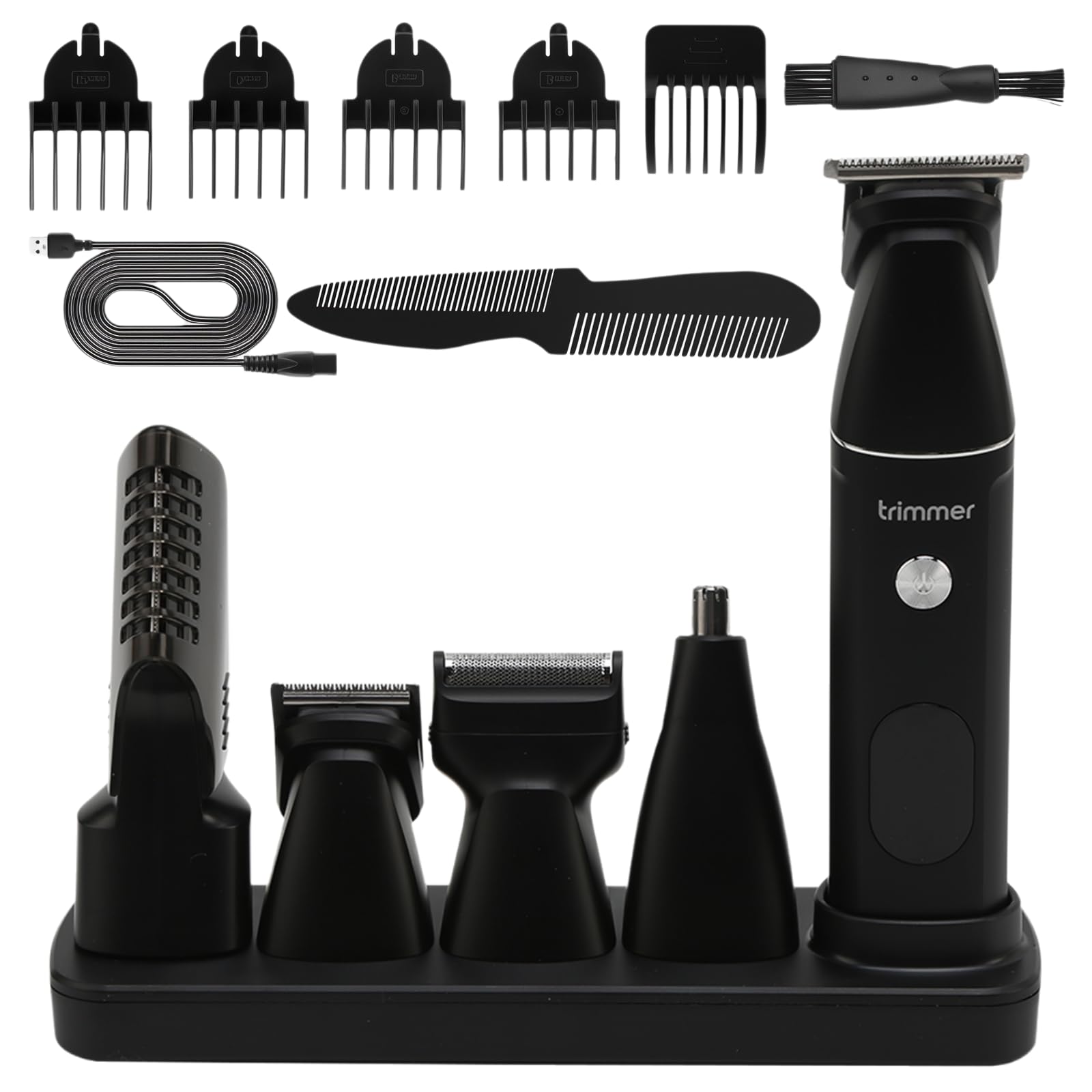 DaMohony Beard Trimmer Hair Clippers Men, 5- in- 1 Waterproof Cordless Hair Clippers with 5 Trimmer Heads Groomer Men Kit for Hair Body Facial Trimming