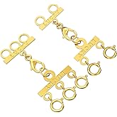 Lucky Necklace Layering Clasp Womens Jewelry Separators 18K Gold and Silver Multiple Necklace Clasp Look (2 pcs Gold Blond)