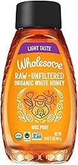 Wholesome Sweeteners 16-Ounce Organic Raw Unfiltered White Honey Bottle, 100% Pure, Fair Trade Certified, Non GMO Project Ver