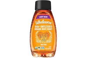 Wholesome Sweeteners 16-Ounce Organic Raw Unfiltered White Honey Bottle, 100% Pure, Fair Trade Certified, Non GMO Project Verified, & Gluten Free Sweetener, 1 Pack
