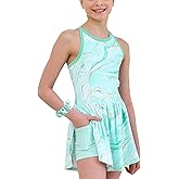 MODAFANS Girls Tennis Golf Dress Sleeveless Athletic Pleated Outfits Sets Built in Shorts with Pockets