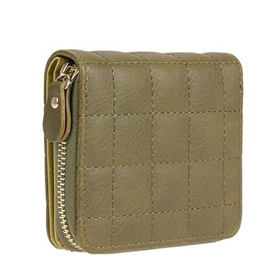 Futurekart Women Mini Short Wallets PU Leather Female Plaid Purses ?Army Green?