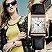 MaDong Women's Luxury Square Rose Gold Case Quartz Waterproof Leather Watch MDWH4