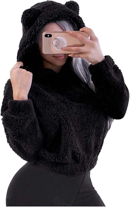 fuzzy cropped hoodie