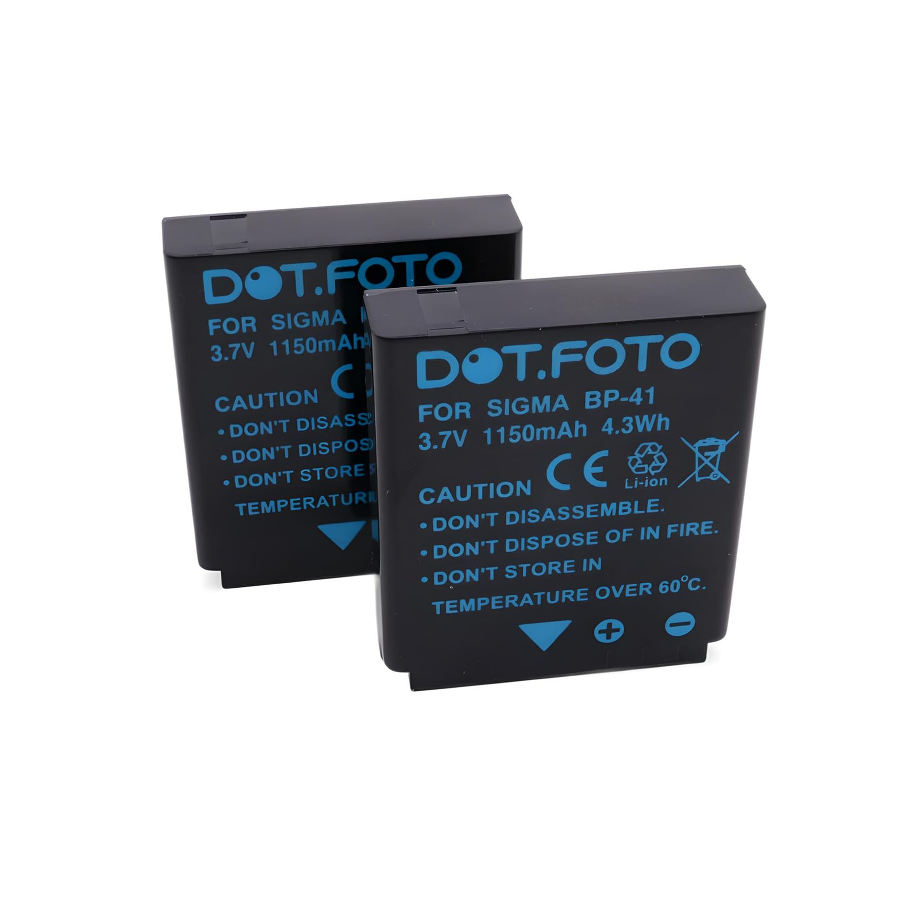 2 x Dot.Foto BP-41 Premium 3.7v / 1150mAh Rechargeable Battery for Sigma DP1 Merrill, DP2 Merrill, DP3 Merrill