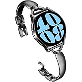 HAYONLIY Metal Bands Compatible for Samsung Galaxy Watch 7/FE/6/5/4 40mm 44mm, Watch 5 Pro, Watch 6/4 Classic 43mm 47mm 42mm 46mm, 20mm Bling Strap, Dressy Replacement Wristband for Women