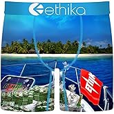 Ethika Men’s Mid Boxer Brief, 4-Way Stretch Performance Underwear - The Island