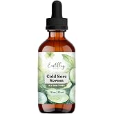 Earthley Wellness Cold Sore Serum, Natural Herbal Cold Sore Treatment &amp; Fever Blister Relief, Soothing Lip, Skin Serum with Lemon Balm, Turmeric &amp; Cucumber Seed Oil, Fast Calming Care 1oz