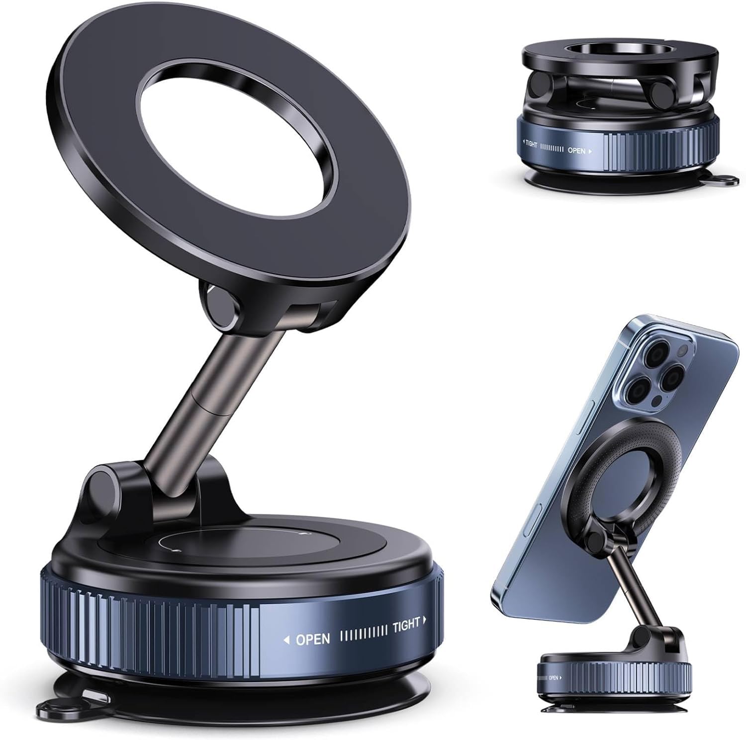 Magnetic Phone Holder for Car, Ultra Vacuum Suction Cup Phone Mount ,360° Adjustable Car Phone Holdefor Your Car Accessories for iPhone 17 15 14 13 12 Compatible with Android and All Smartphones