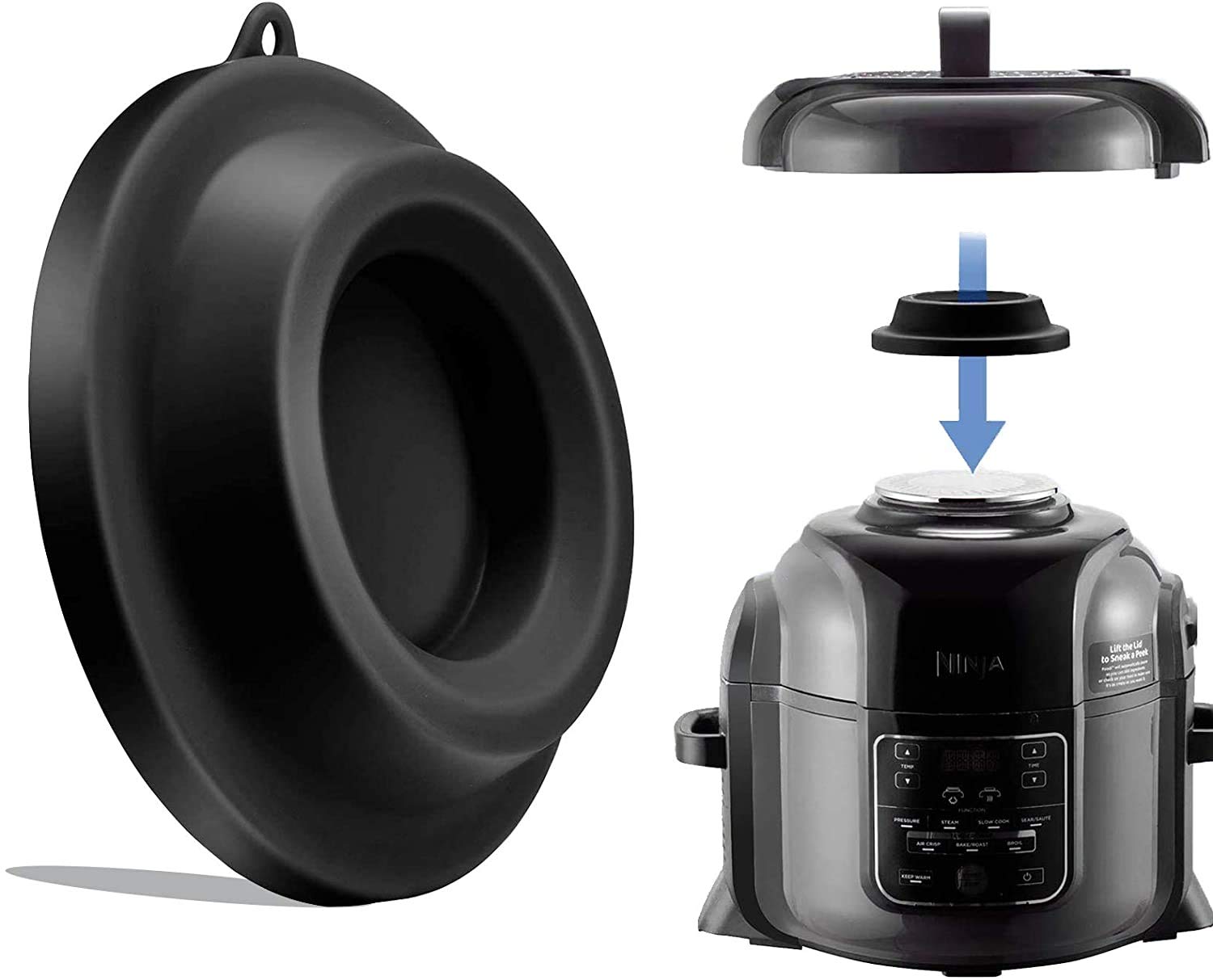 Liseng Lid Stand Silicone Lid Holder Accessories Compatible with Foodi Pressure Cooker and Fryer 5 Qt, 6.5 Qt and 8 Quart, Black