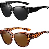 Wzerry Fit Over Sunglasses for Women, Polarized Over-Glasses Round Cat-Eye Shades with UV400 Protection
