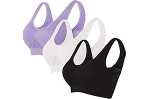 CBCBTWO Sports Bras for Women Plus Size Breathable Cool Lift Up Air Bra Full Coverage Wireless Push Up Bra Seamless Bralettes