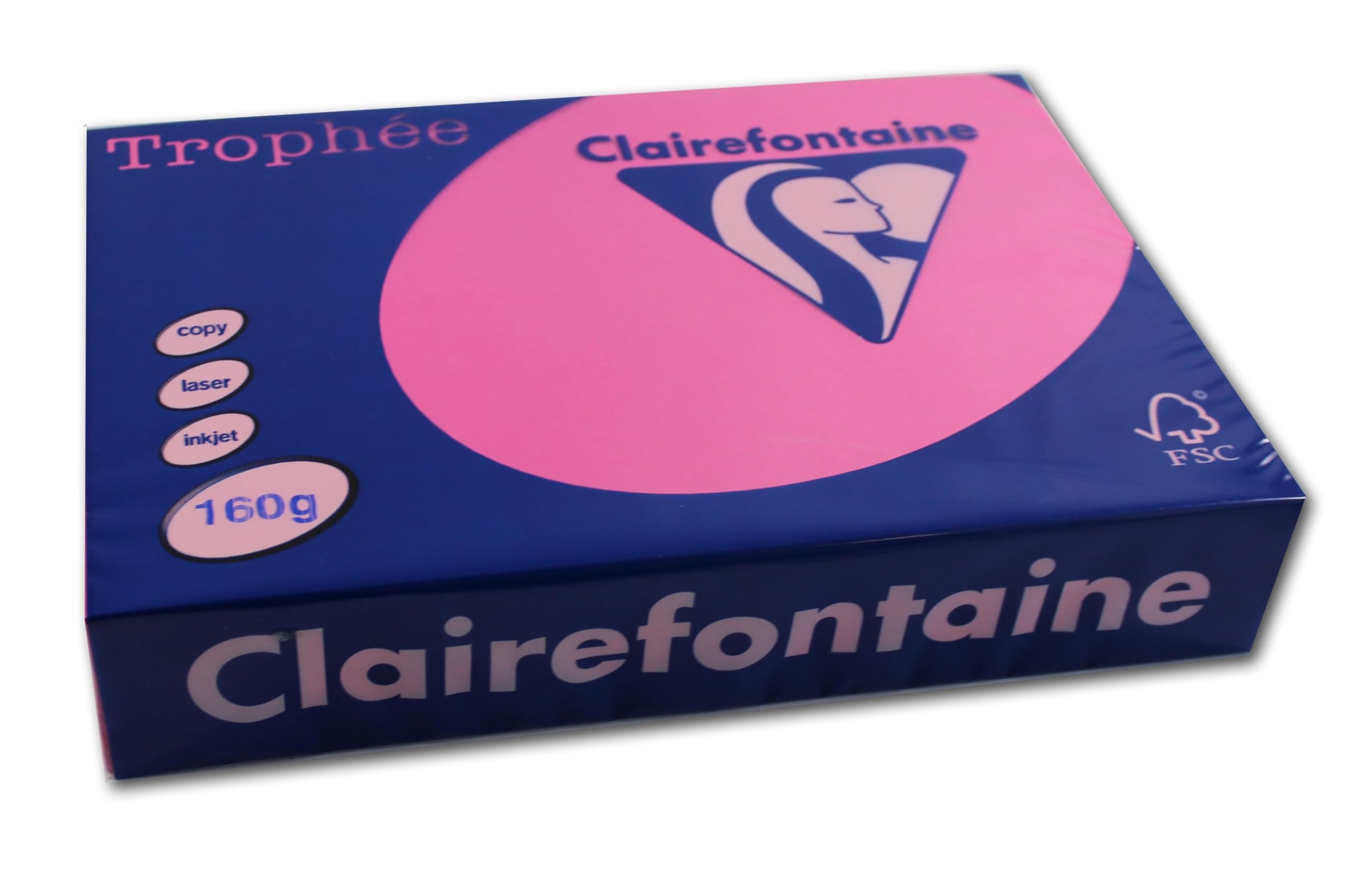 Clairefontaine Trophee Paper Fuchsia 160g/1017C A4 Fuchsia/Pink 160 g Contains 250 Sheets
