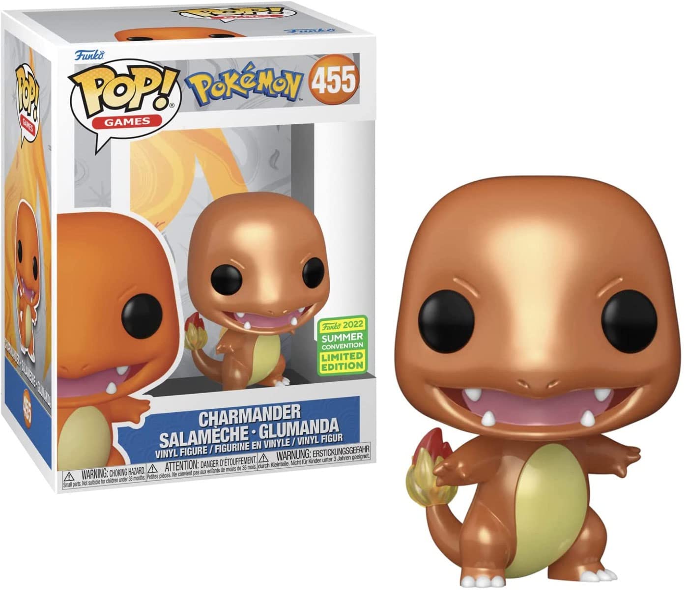 Funko Pop Pokemon: Metallic Salameche - Charmander Metallic # 455 - Summer Convention 2022.