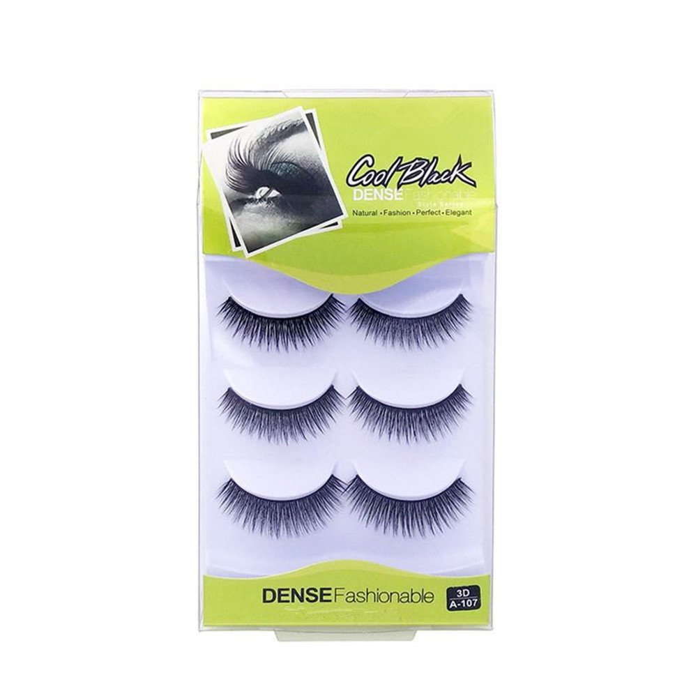 Pevor 3D False Eyelash Naturally Dense Multilayer Pure Handmade Long Black Reusable Fake Eyelashes Kit 3 Pairs Pack