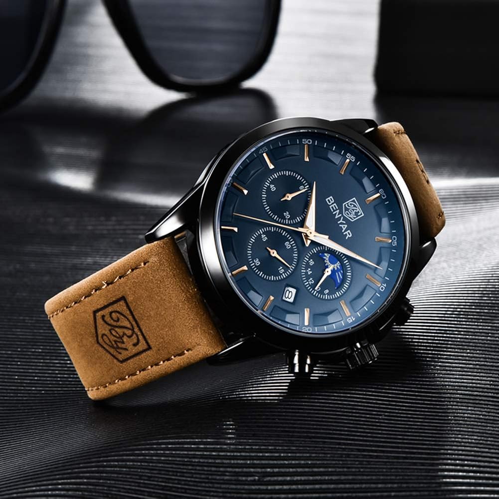 BENYAR Watch for Men Chronograph Waterproof Men's Wrist Watches Business Work Casual Watch Elegant Gifts for Men - Image 5