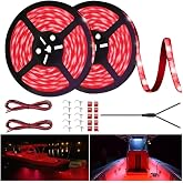 LED Boat Strip Lights, 32.8FT Red Marine Pontoon Led Lights, Waterproof | Boat Interior Light, Under Gunnel Lights, Boat Deck Light, Night Fishing Lights, Good for Pontoon Bass Fishing Yacht Kayak