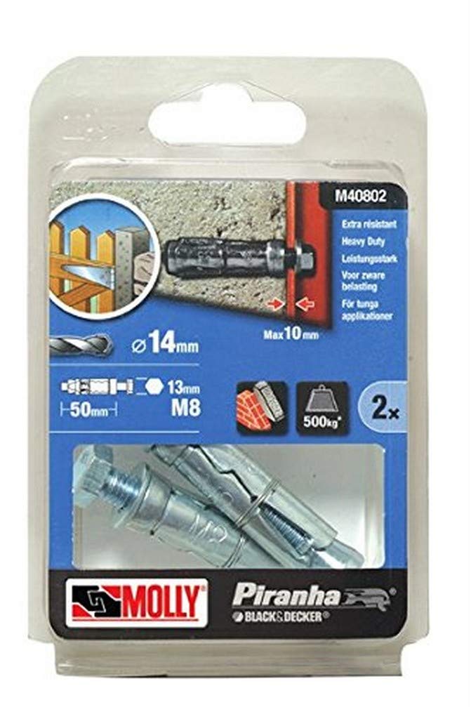 Molly m408501pb-xj Expansion Pack of 50 M8 Bolts, Gray, Set of 50)