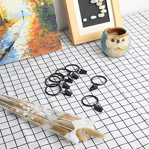 image for Datttcc 40 Pack Metal Curtain Rings with Clips Silver Decorative Drape