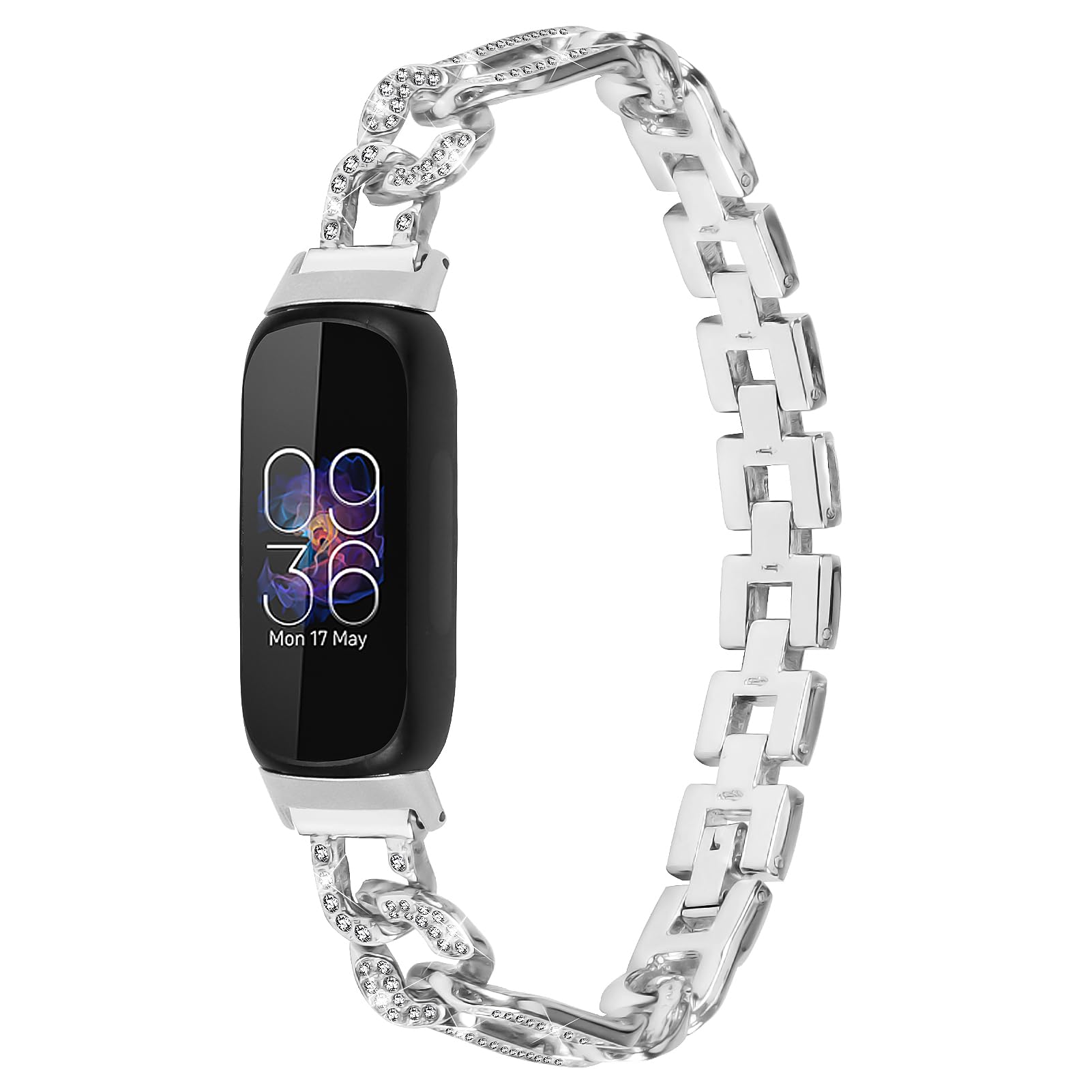 Gimuk Strap Compatible with Fitbit Inspire 3 Straps for Women, Metal Bling Rhinestones Stainless Steel Wristband Replacement Strap Bracelet Armband for Fitbit Inspire 3 Fitness Tracker Small Large