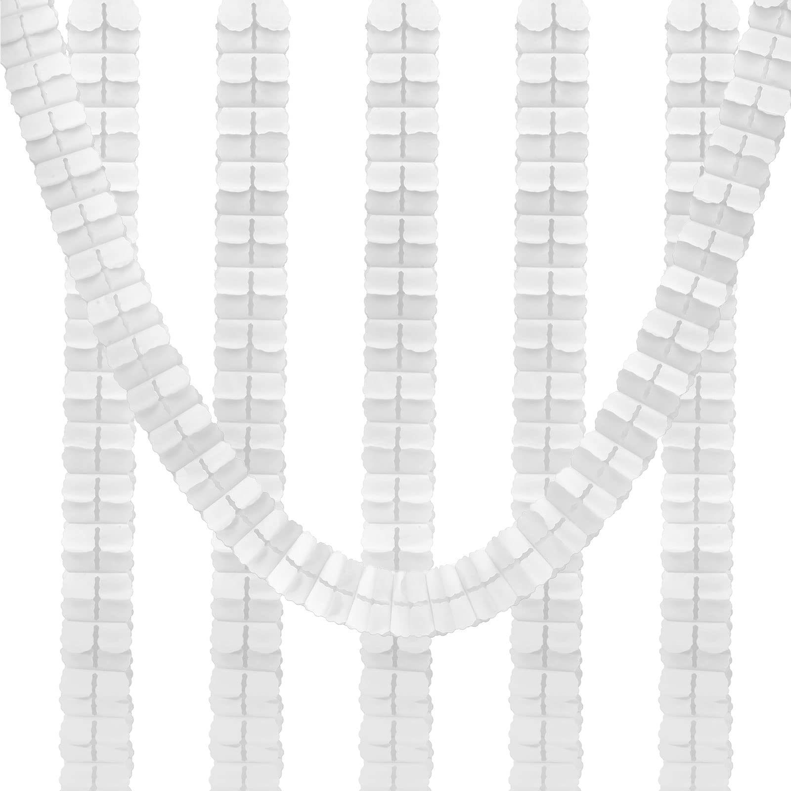 PATIKIL 9.8ft Four-Leaf Garland, 6 Pack Tissue Paper Hanging Flower Garland Reusable Streamers for Party Wedding Backdrop Decorations, White
