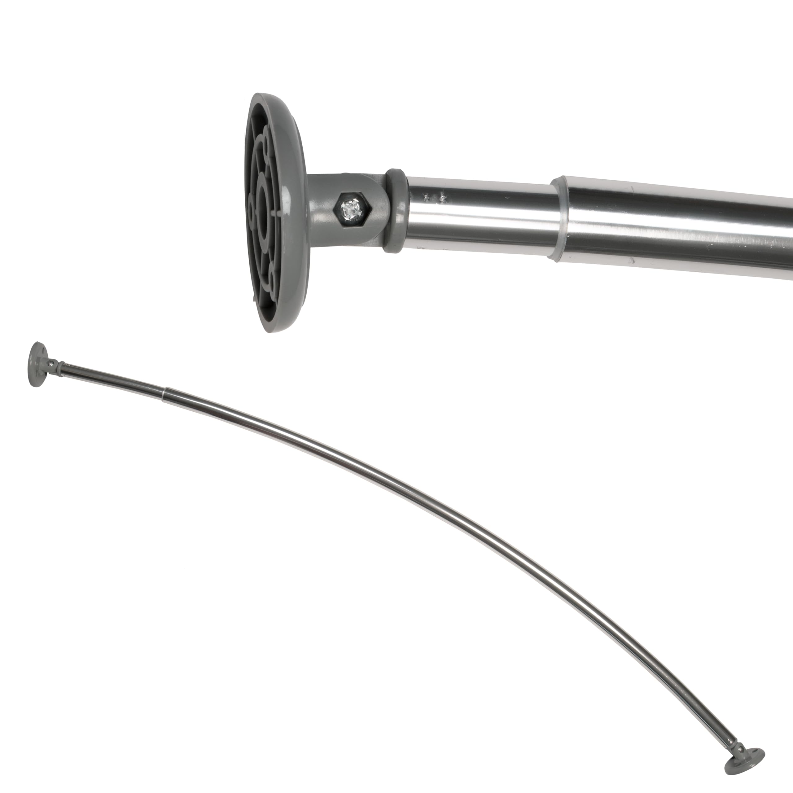 Croydex Curved Shower Curtain Rod with Grey Brackets